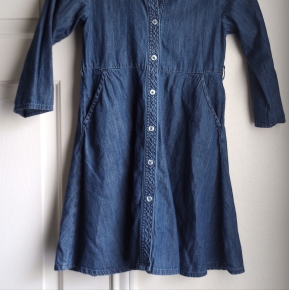 Wonder Nation Girls Blue Chambray 3/4 Sleeves Collared Dress Size M( 7-8) - Picture 2 of 5